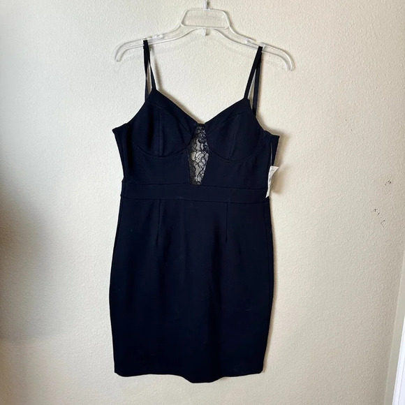 NWT NORDSTROM Basil & Lola Stretch Lace Cut Out Body Con Mini Dress Size Large - Picture 2 of 11